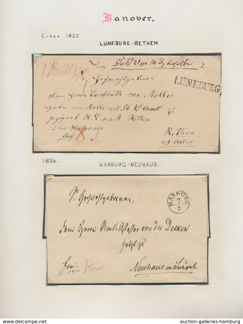Hannover - Vorphilatelie: 1740/1856, Kleine Sammlung Von Elf Markenlosen Briefen Auf Albenblättern ( - Precursores