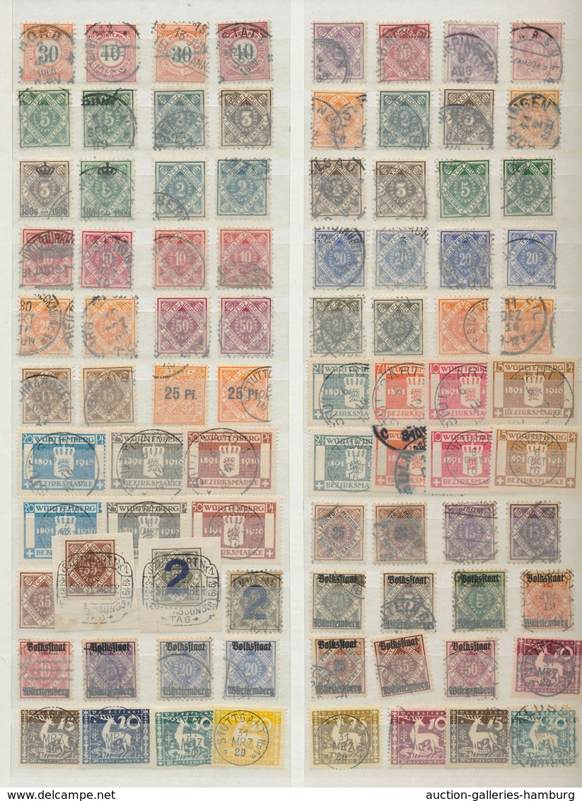 Württemberg - Marken Und Briefe: 1851-1920, Gestempelte Sammlung In Unterschiedlicher Erhaltung Auf - Sonstige & Ohne Zuordnung