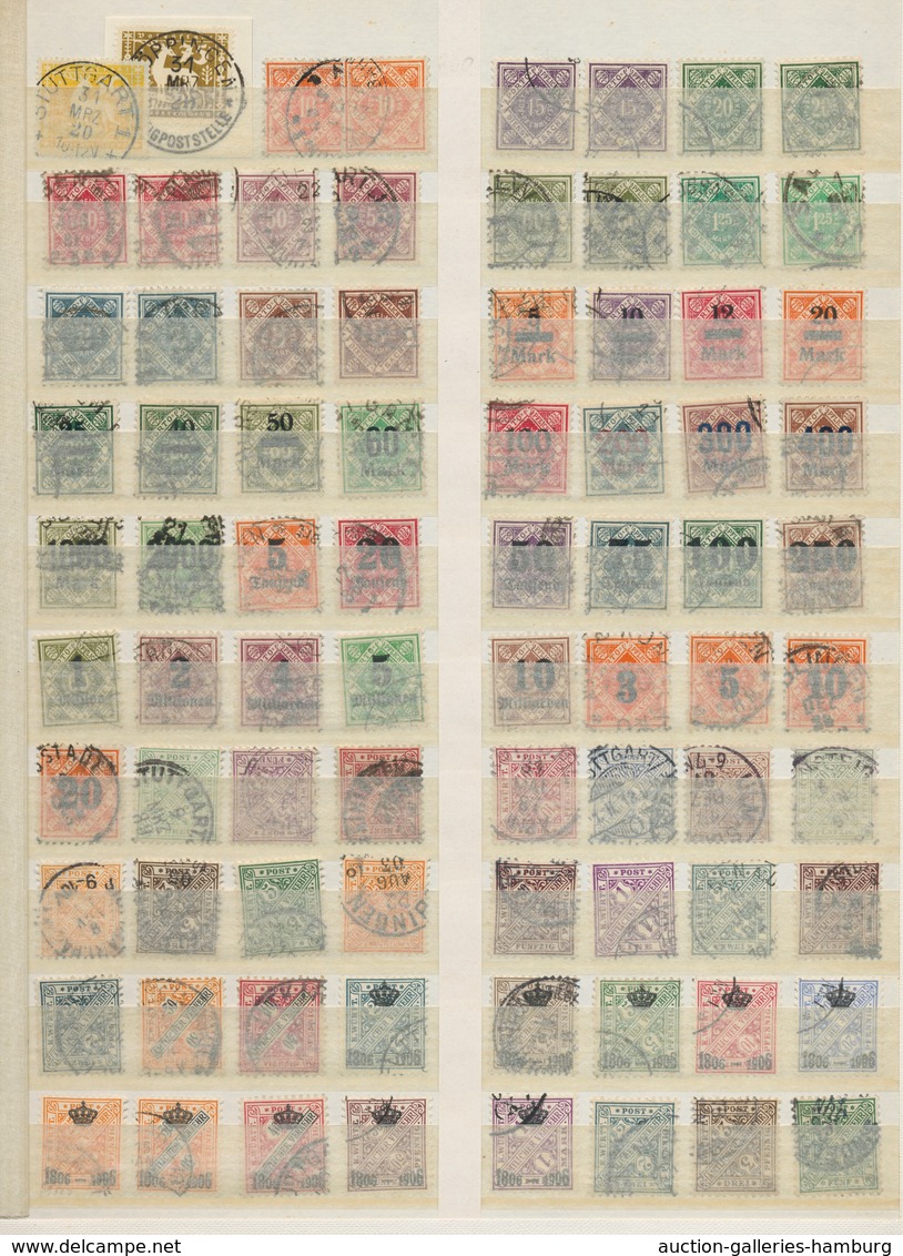 Württemberg - Marken Und Briefe: 1851-1920, Gestempelte Sammlung In Unterschiedlicher Erhaltung Auf - Sonstige & Ohne Zuordnung