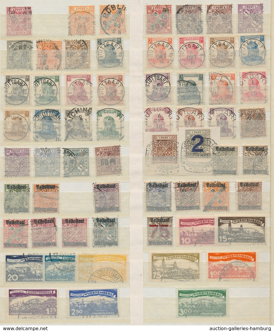 Württemberg - Marken Und Briefe: 1851-1920, Gestempelte Sammlung In Unterschiedlicher Erhaltung Auf - Other & Unclassified