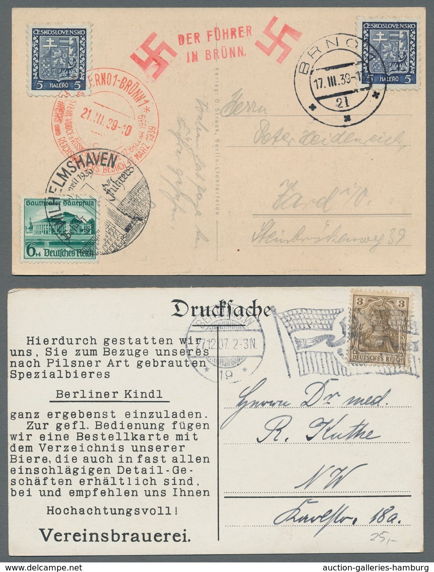 Deutsches Reich: 1874-1942, Bestand von über 70 Belegen mit u.a. 4 Wertbriefen mit Krone/Adler-Frank