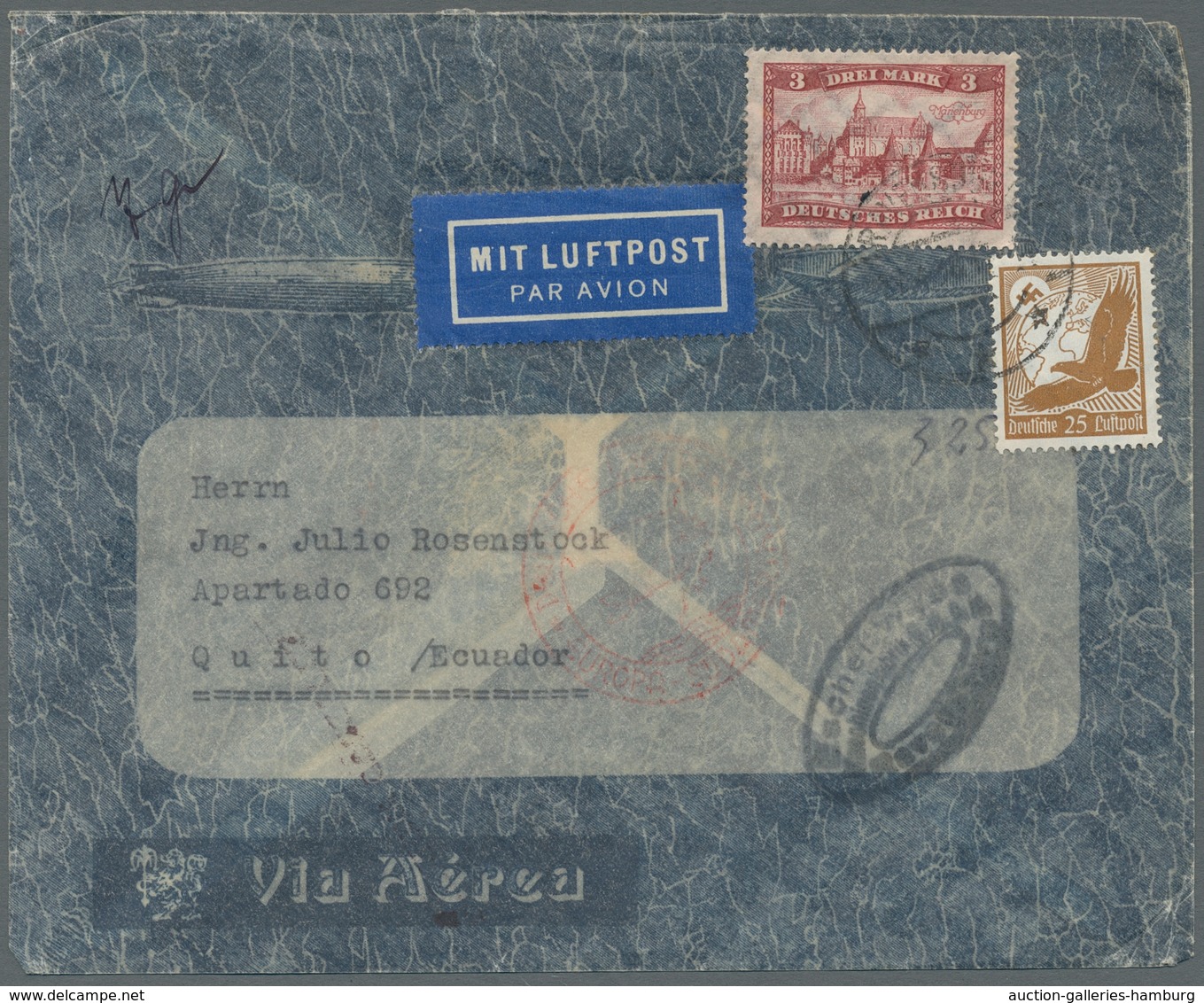 Deutsches Reich: 1928-1939, Bestand Von 8 Luftpostbriefen Welche Alle Nach Südamerika Gelaufen Sind, - Collections
