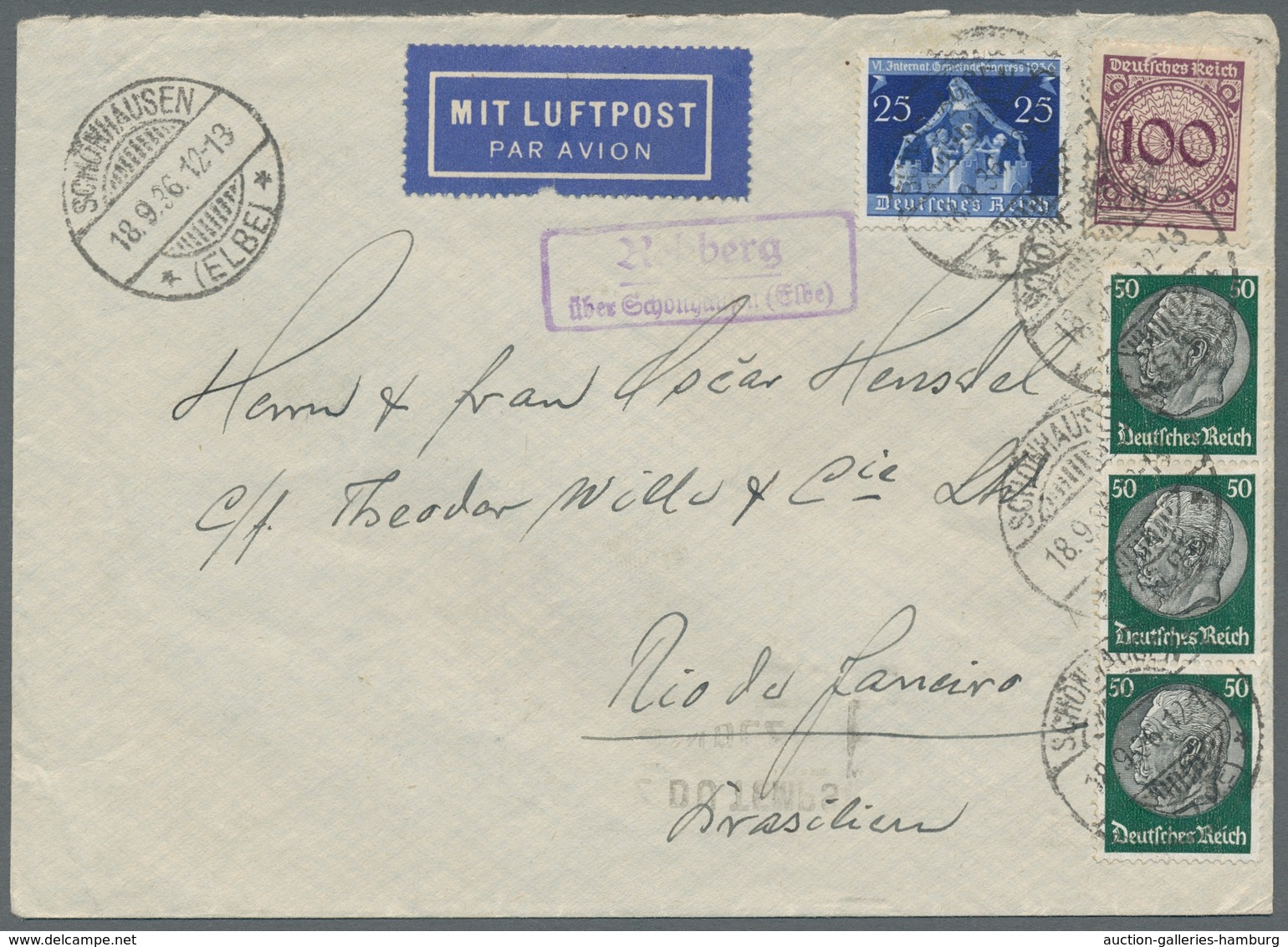 Deutsches Reich: 1932-1938, Bestand Von 9 Luftpostbriefen Welche Alle Nach Brasilien Gelaufen Sind M - Sammlungen
