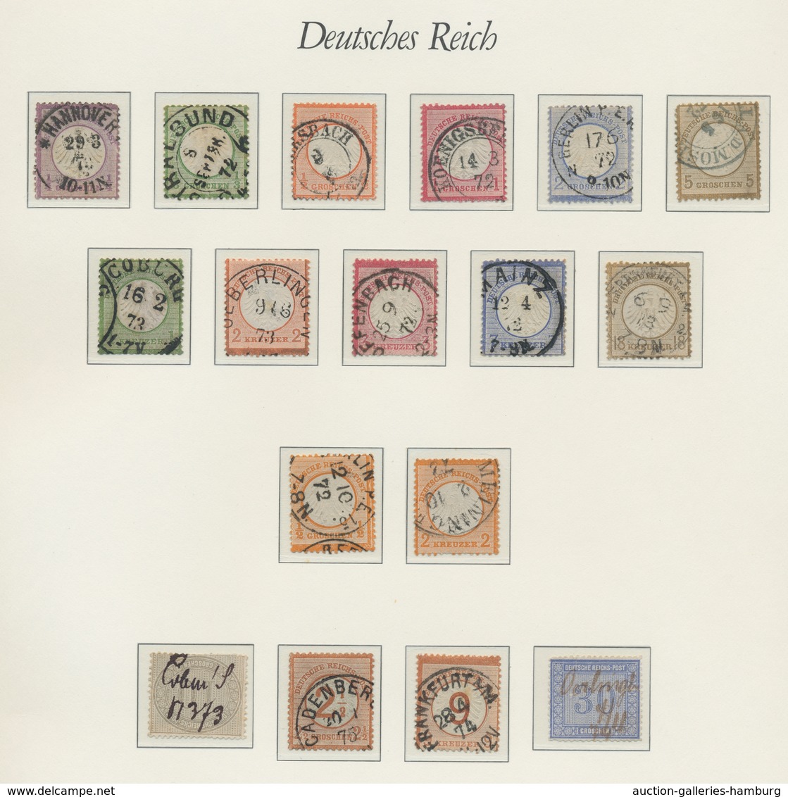 Deutsches Reich - Brustschild: 1872-74, Ohne Mi.Nr. 24 überkomplette Gestempelte Sammlung Auf "Borek - Nuevos