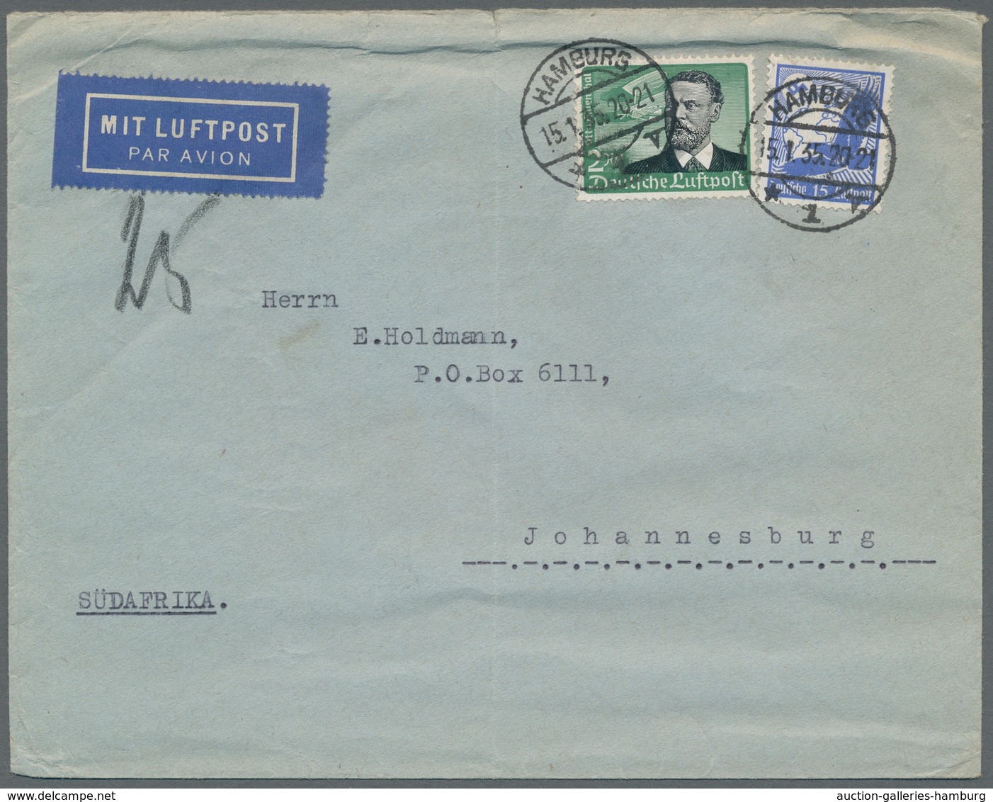Deutsches Reich - 3. Reich: 1934-1936, Bestand Von 13 Luftpostbriefen Welche Alle Nach Johennesburg/ - Autres & Non Classés