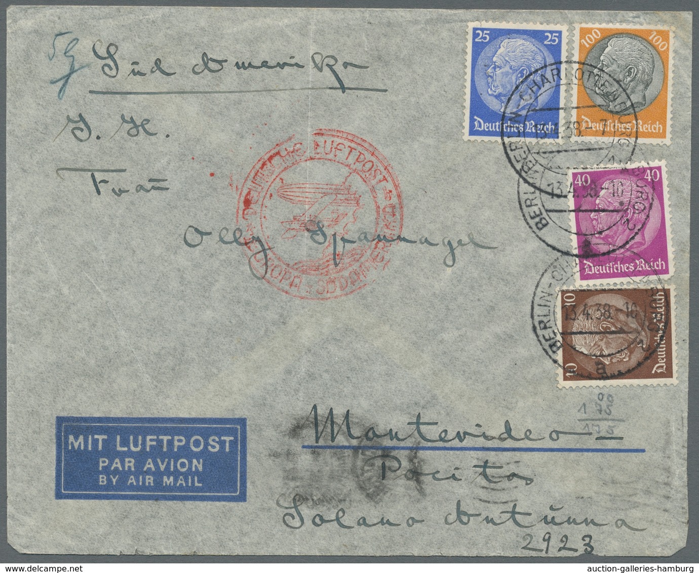 Deutsches Reich - 3. Reich: 1934-1938, Partie von 5 Luftpostbriefen welche alle nach Montevideo/Urug