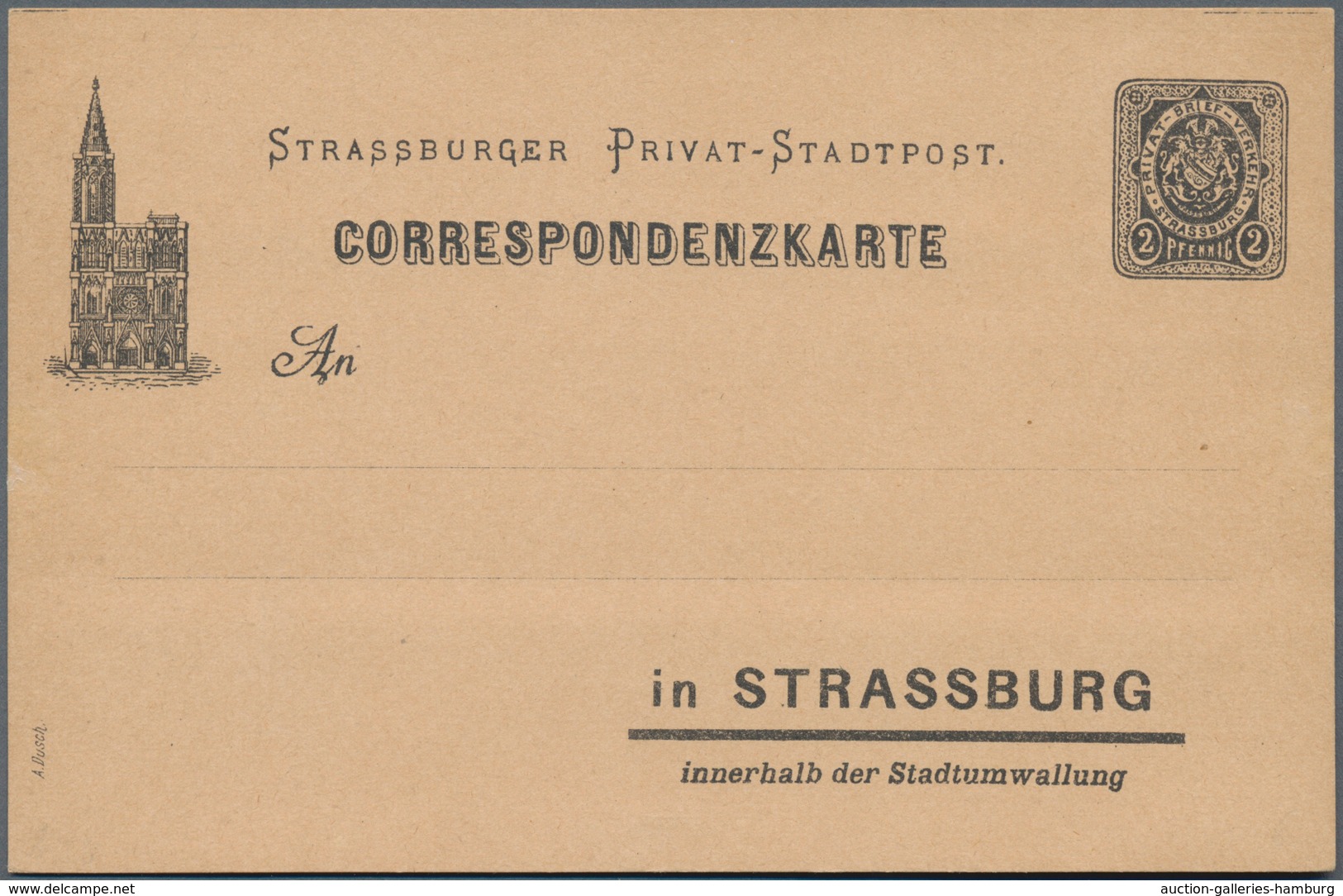Deutsches Reich - Privatpost (Stadtpost): STRASSBURG, 1890 (ca.): Lot Von 20 Ganzsachen Ex. P 1 I Bi - Privatpost