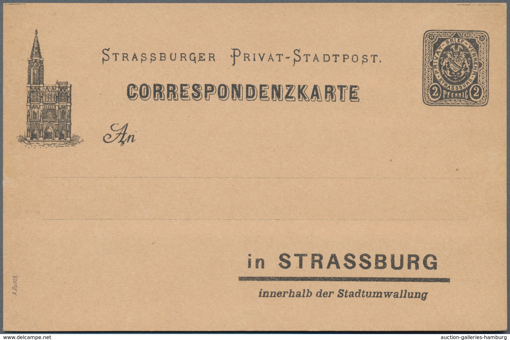 Deutsches Reich - Privatpost (Stadtpost): STRASSBURG, 1890 (ca.): Lot Von 20 Ganzsachen Ex. P 1 I Bi - Private & Lokale Post