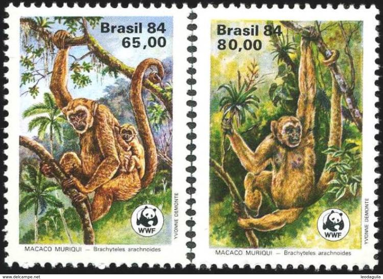 BRAZIL #1926-7   MONKEY MURIQUI  - WWF - MINT - Unused Stamps