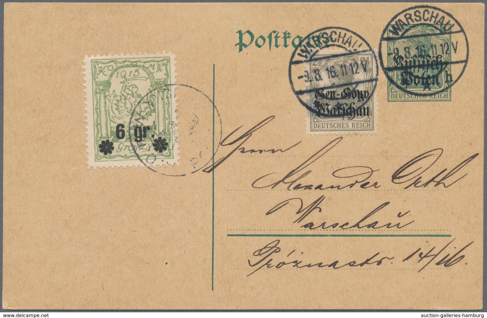 Deutsche Besetzung I. WK: Deutsche Post In Polen: 1915/1918, Zwei Belege Stadtpost Warschau, Zwei R- - Ocupación 1914 – 18