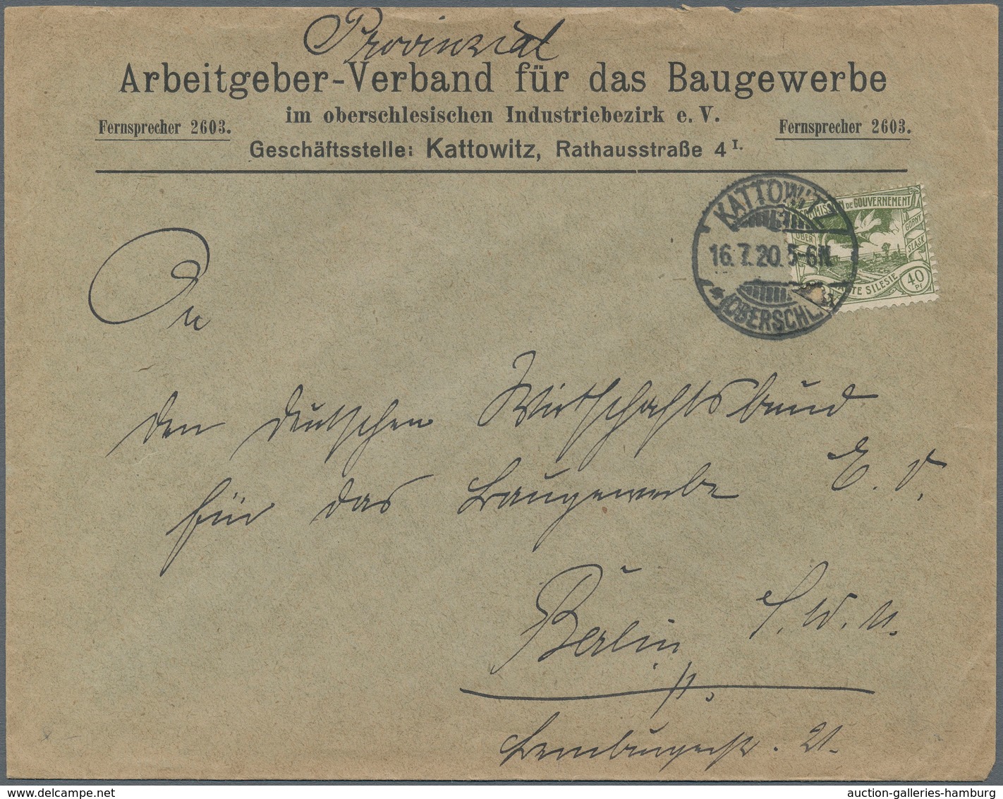 Deutsche Abstimmungsgebiete: Oberschlesien: 1920/1922, Neun Bedarfsbelege Mit Versch. Frankaturen: F - Autres & Non Classés