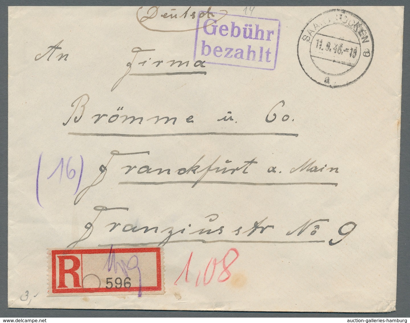 Saarland Und OPD Saarbrücken: 1945-1958, Bestand Von 30 Meist Markenlosen Belegen. Besonders Zu Erwä - Sonstige & Ohne Zuordnung