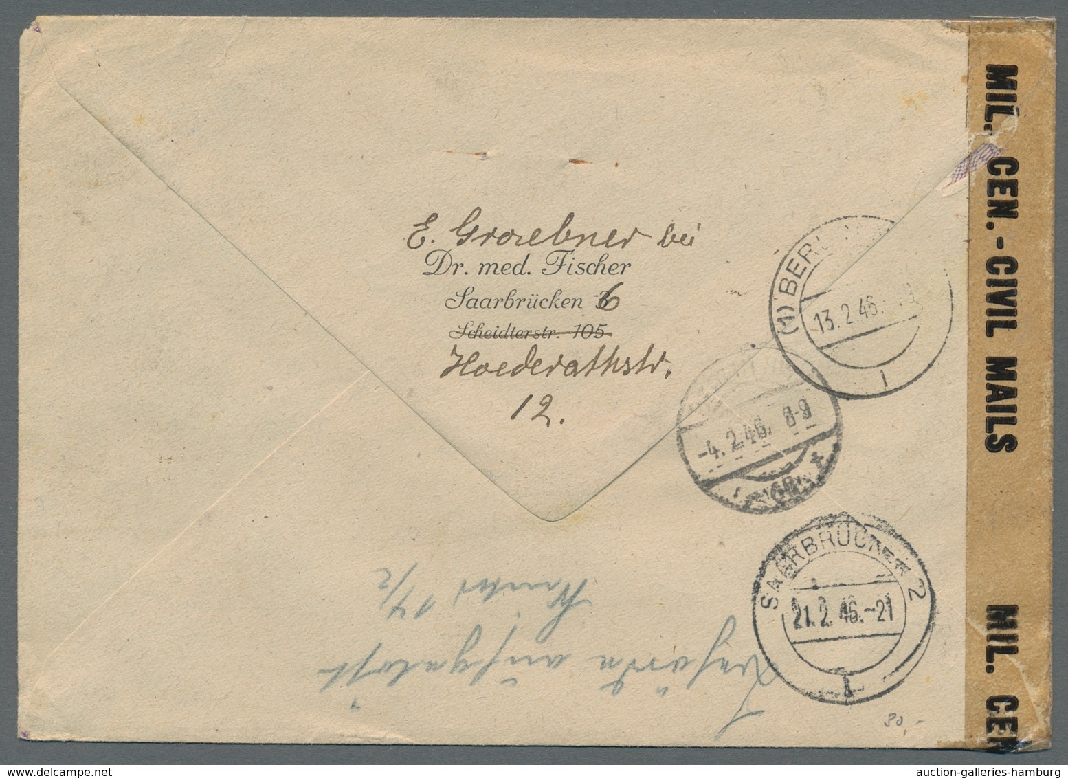 Saarland und OPD Saarbrücken: 1945-1958, Bestand von 30 meist markenlosen Belegen. Besonders zu erwä