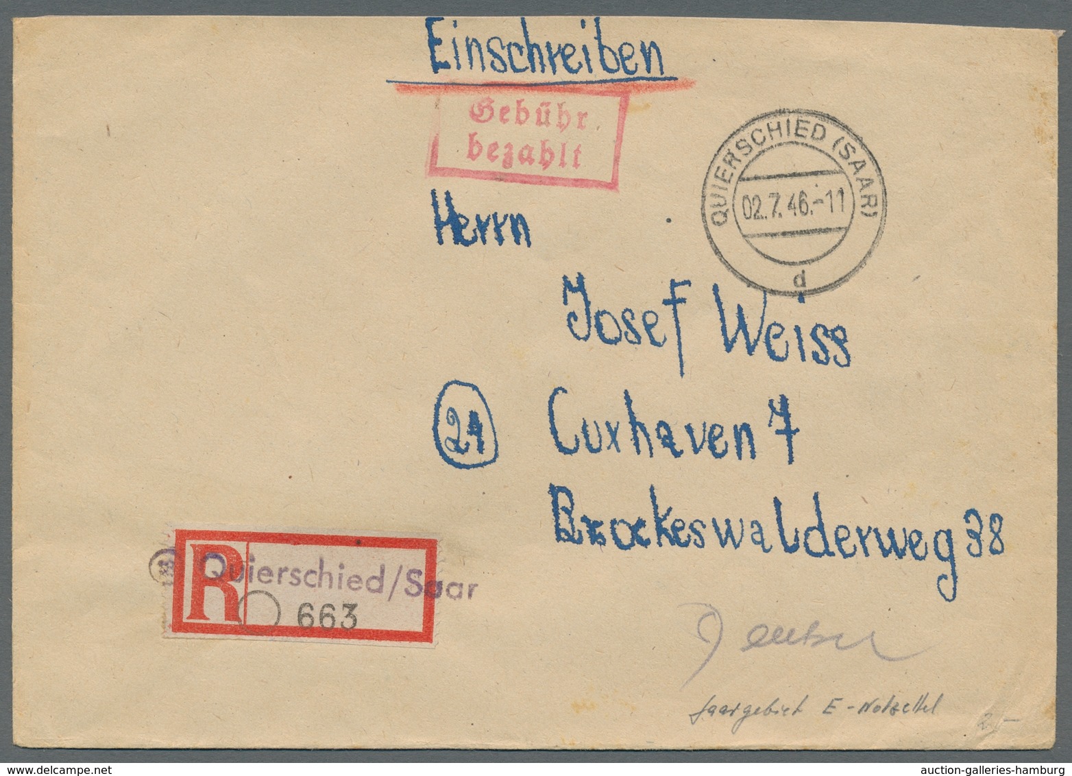 Saarland und OPD Saarbrücken: 1945-1958, Bestand von 30 meist markenlosen Belegen. Besonders zu erwä