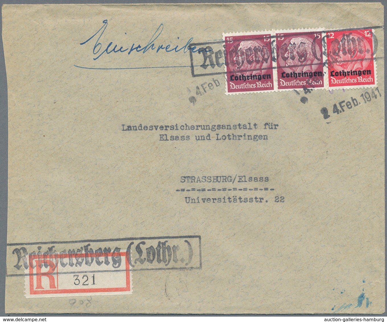 Dt. Besetzung II WK - Lothringen: 1940/1941, Interessantes Lot Von 125 Belegen Der Frühen Besetzungs - Ocupación 1938 – 45
