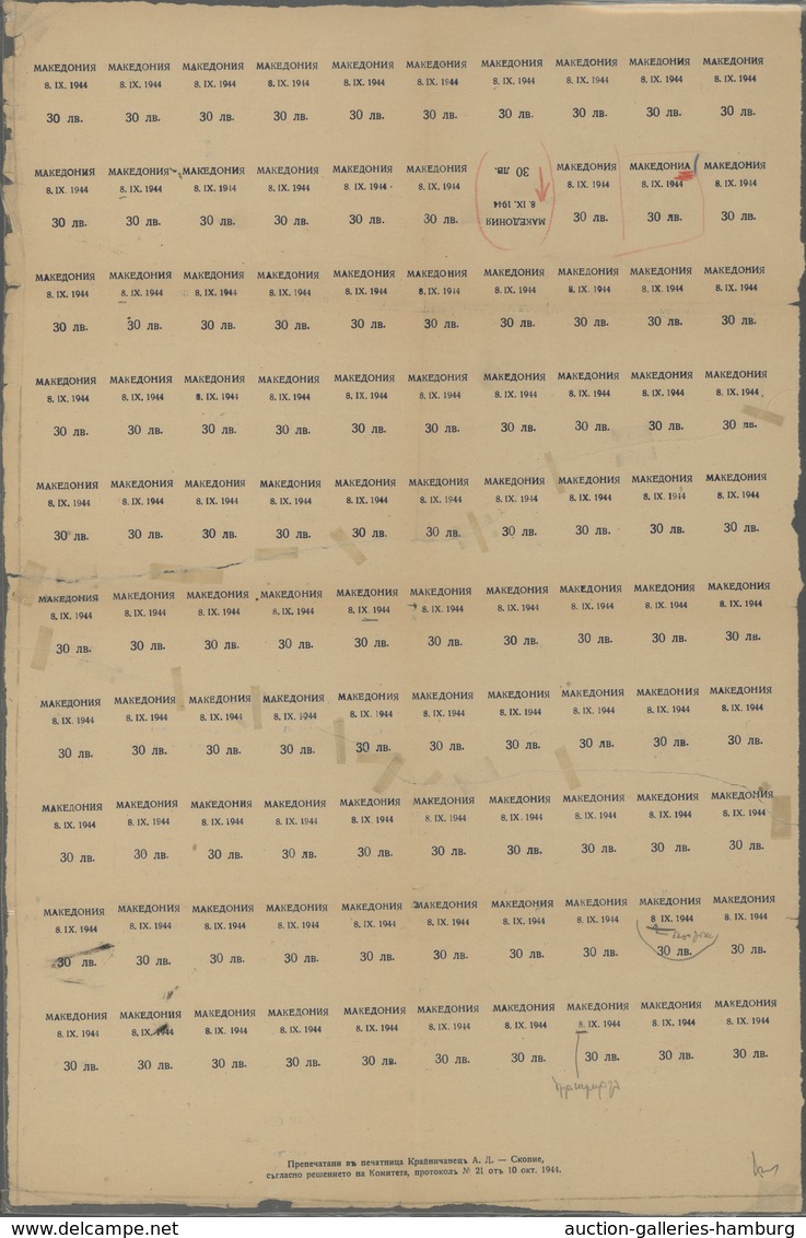 Dt. Besetzung II WK - Mazedonien: 1944, 6 Probedrucke Für MiNr. 1, 2 (2x = Vor Und Nach Korrektur), - Occupation 1938-45