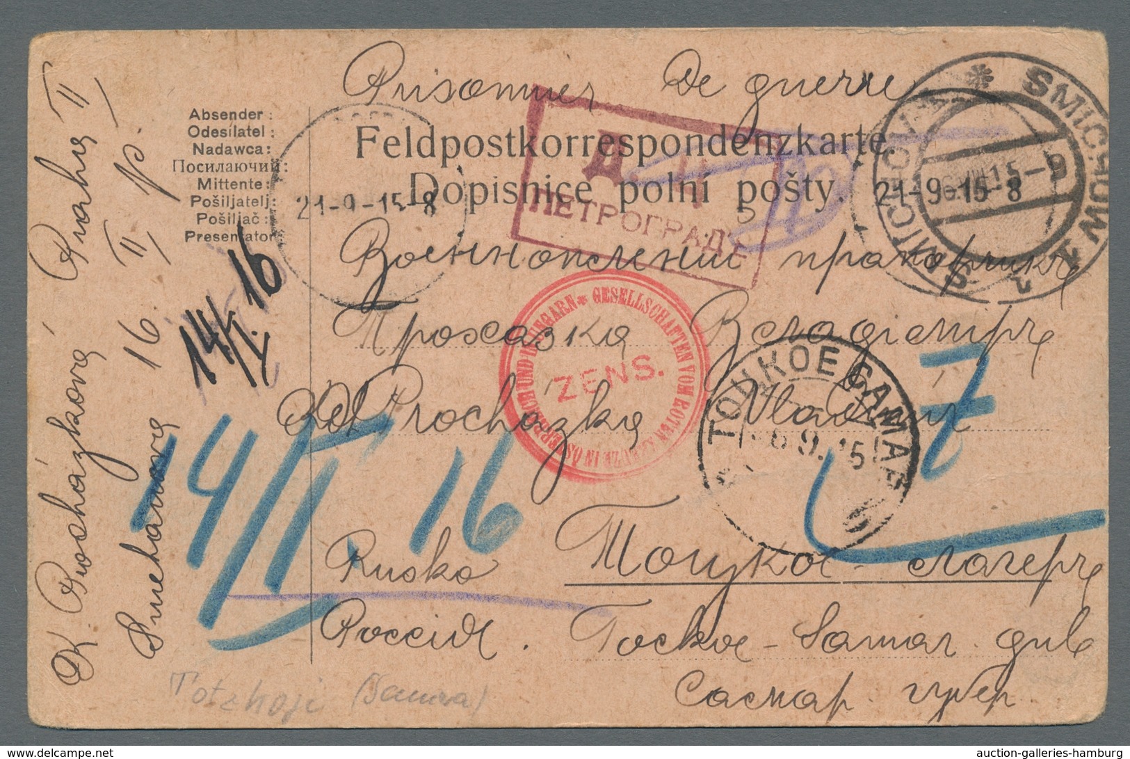 Kriegsgefangenen-Lagerpost: 1915-1918, Spannende Sammlung Von 76 Meist Kriegsgefangenen-Karten Aus R - Sonstige & Ohne Zuordnung