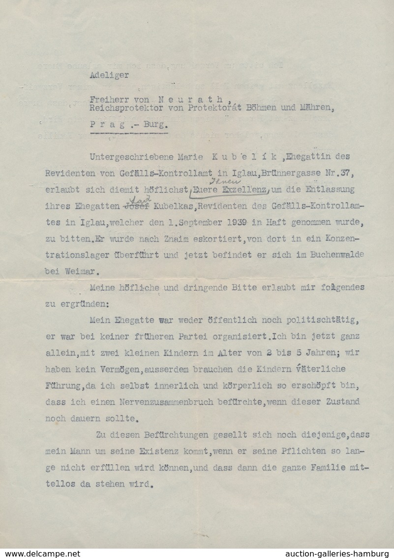 KZ-Post: 1939/1941, Internierungslager KAUNITZ - BRÜNN: Sammlung Und Dokumentation über Das Gestapo- - Storia Postale