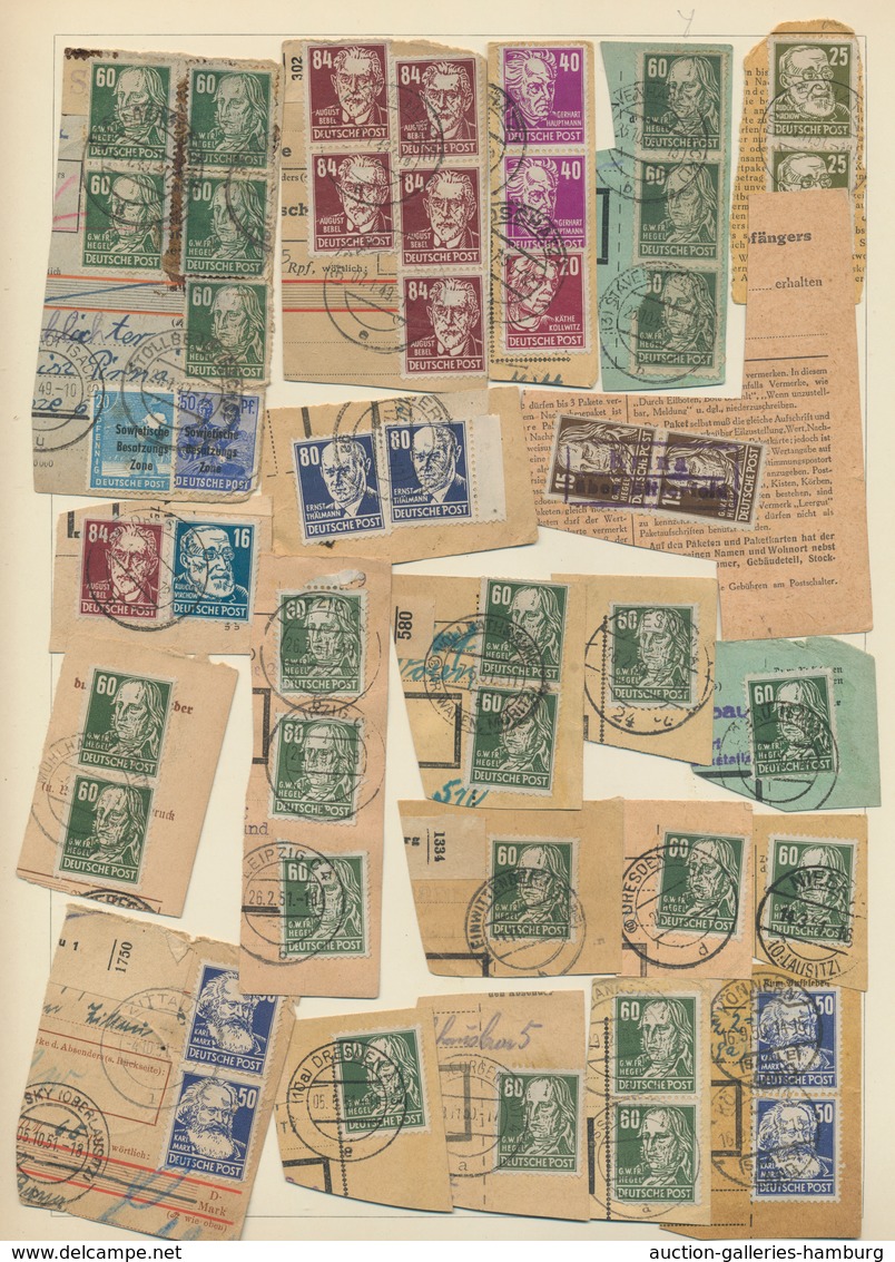 Deutschland Nach 1945: 1948/1951, Reichhaltige Sammlungspartie Von Paketkartenabschnitten Mit Franka - Collezioni