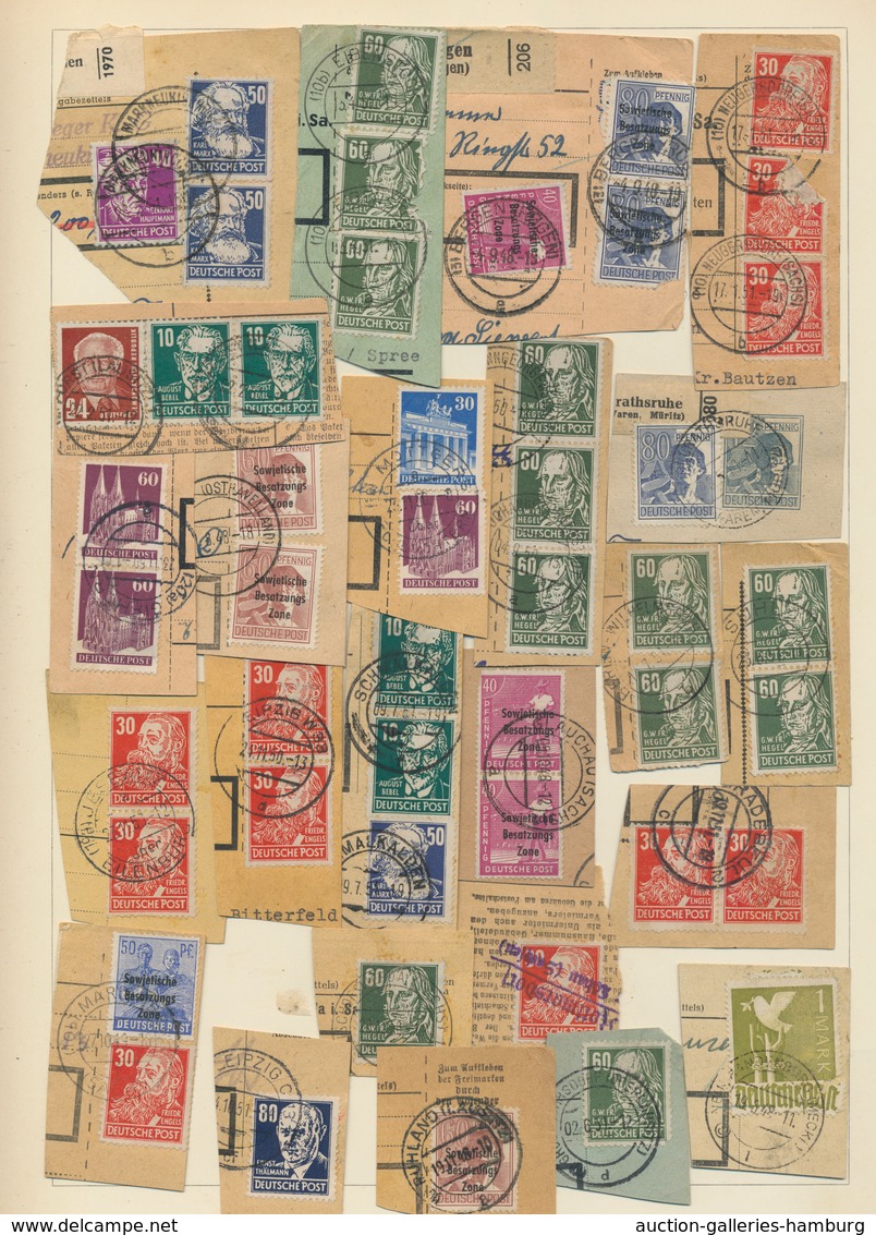 Deutschland Nach 1945: 1948/1951, Reichhaltige Sammlungspartie Von Paketkartenabschnitten Mit Franka - Collections