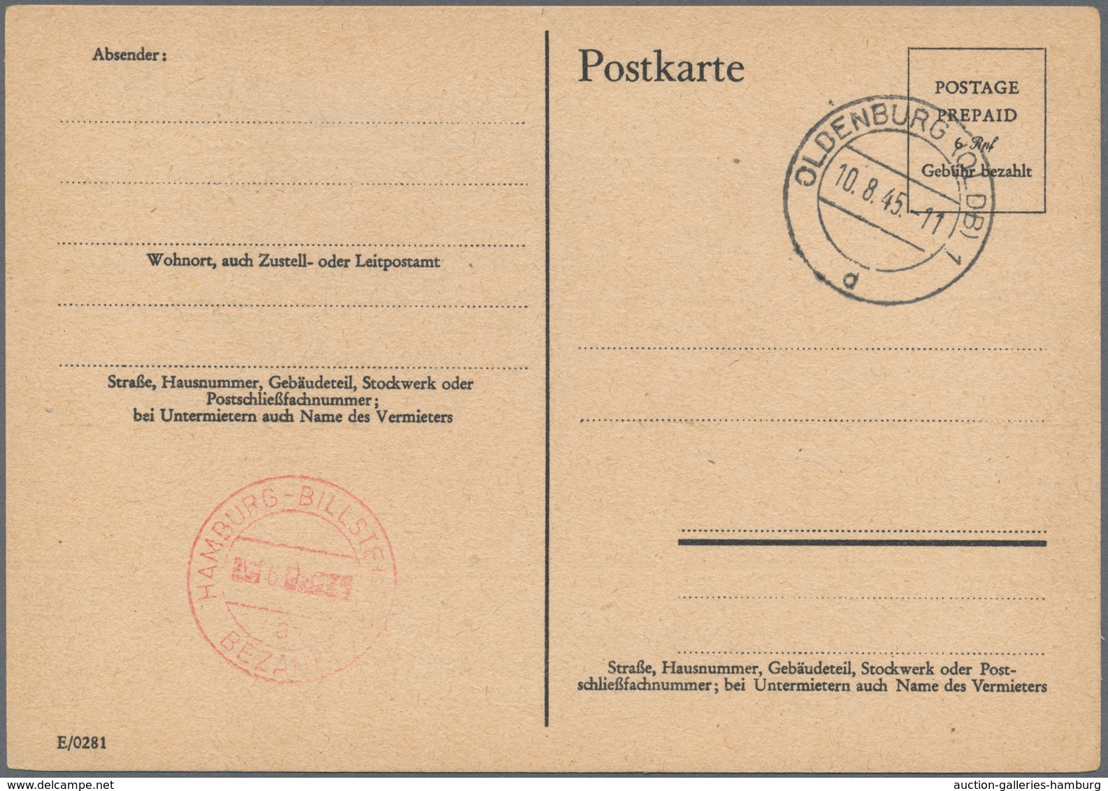 Alliierte Besetzung - Notausgaben: Britische Zone: 1945, Oldenburg, Lot Von 21 Ungebrauchten Karten - Autres & Non Classés