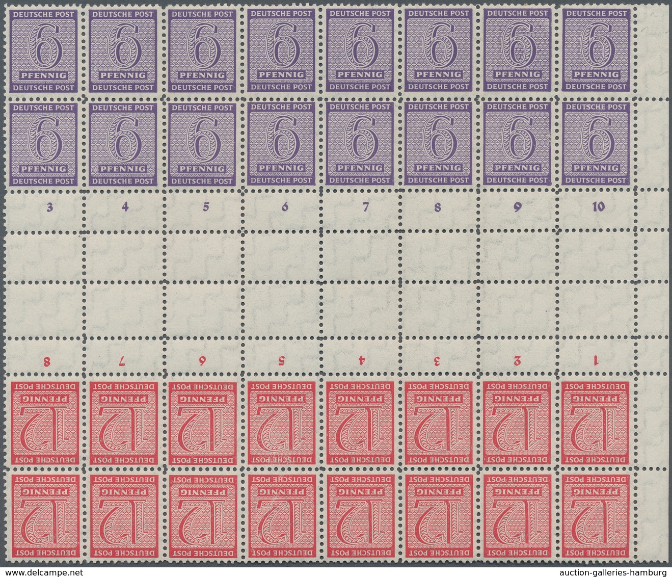 Sowjetische Zone - West-Sachsen: 1945, Zusammendrucke Ziffern, Postfrisches Lot Von Geschnittenen Un - Sonstige & Ohne Zuordnung