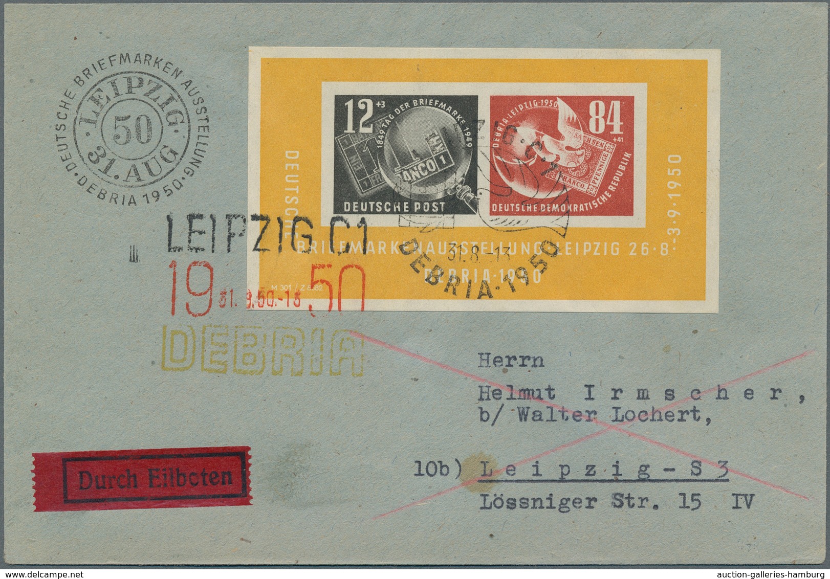 DDR: 1950, Lot Mit 9 DEBRIA-Blocks, Alle Meist Mit SST, Aber Auch Tagesstempel, 4 St. Lose, Einer Au - Otros & Sin Clasificación