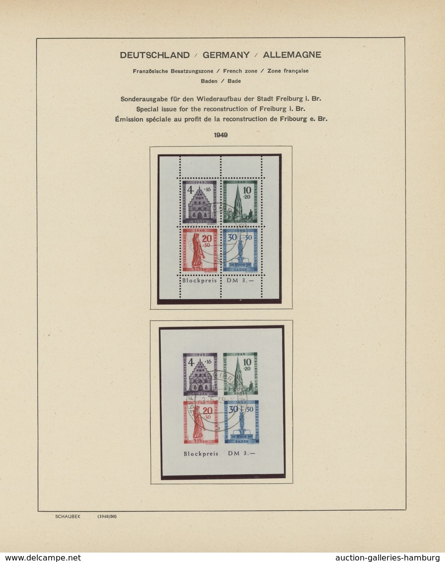 Französische Zone: 1945/1949, Sauber Gestempelte Sammlung Auf Altem Schaubek-Vordruck Ab Allg. Ausga - Andere & Zonder Classificatie