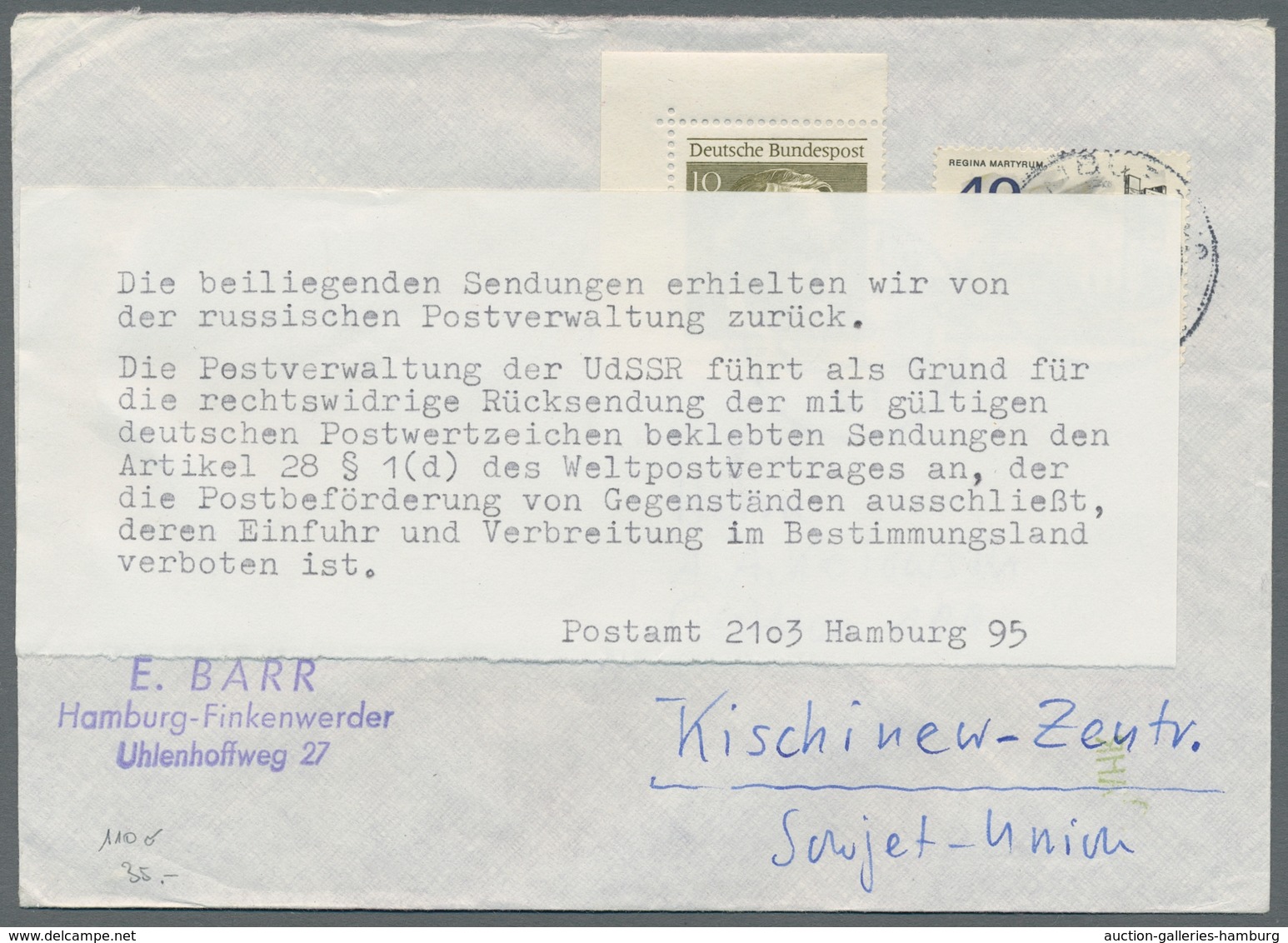 Bundesrepublik und Berlin - Postkrieg: 1951-1971, Postkrieg Partie von 25 Briefen und Postkarten mit