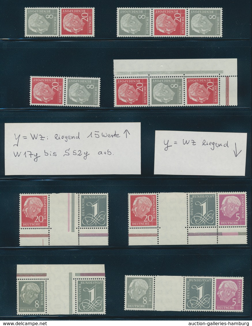 Bundesrepublik - Zusammendrucke: 1951-60, postfrische und gestempelte Sammlung in meist tadelloser E