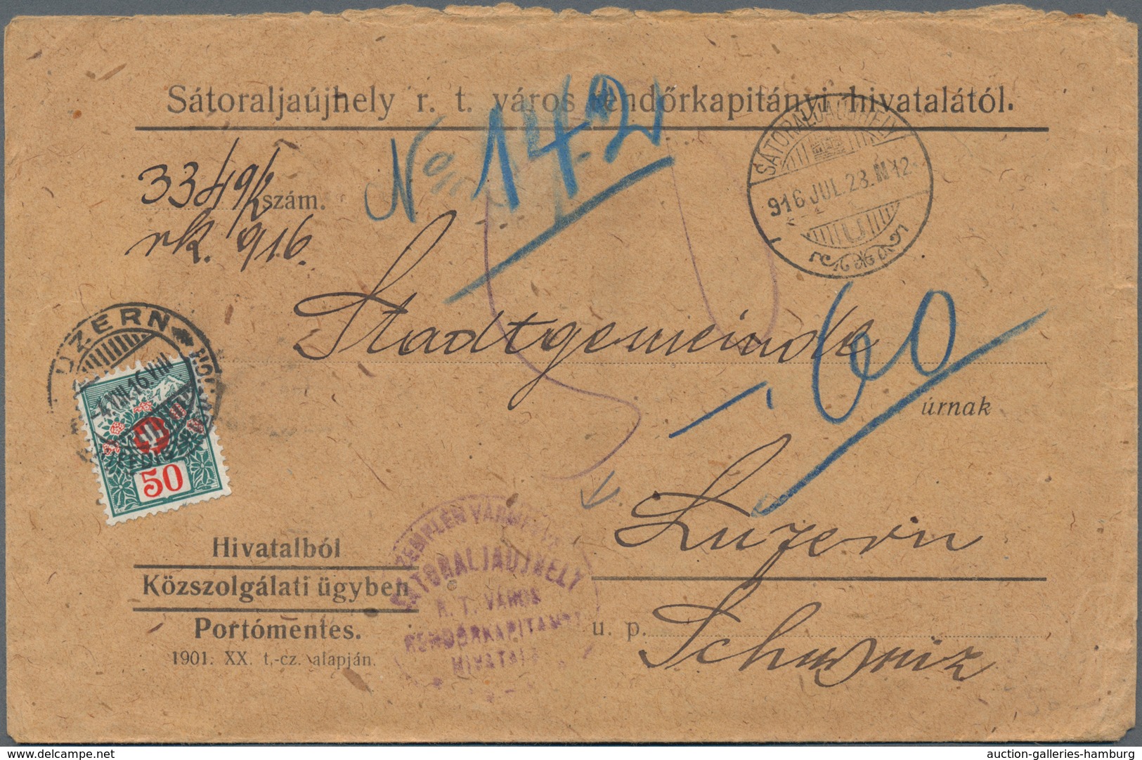 Europa: 1921/1946, 12 Covers And Cards With Postage Due Stamps Or Markings From Hungary, Switzerland - Otros - Europa