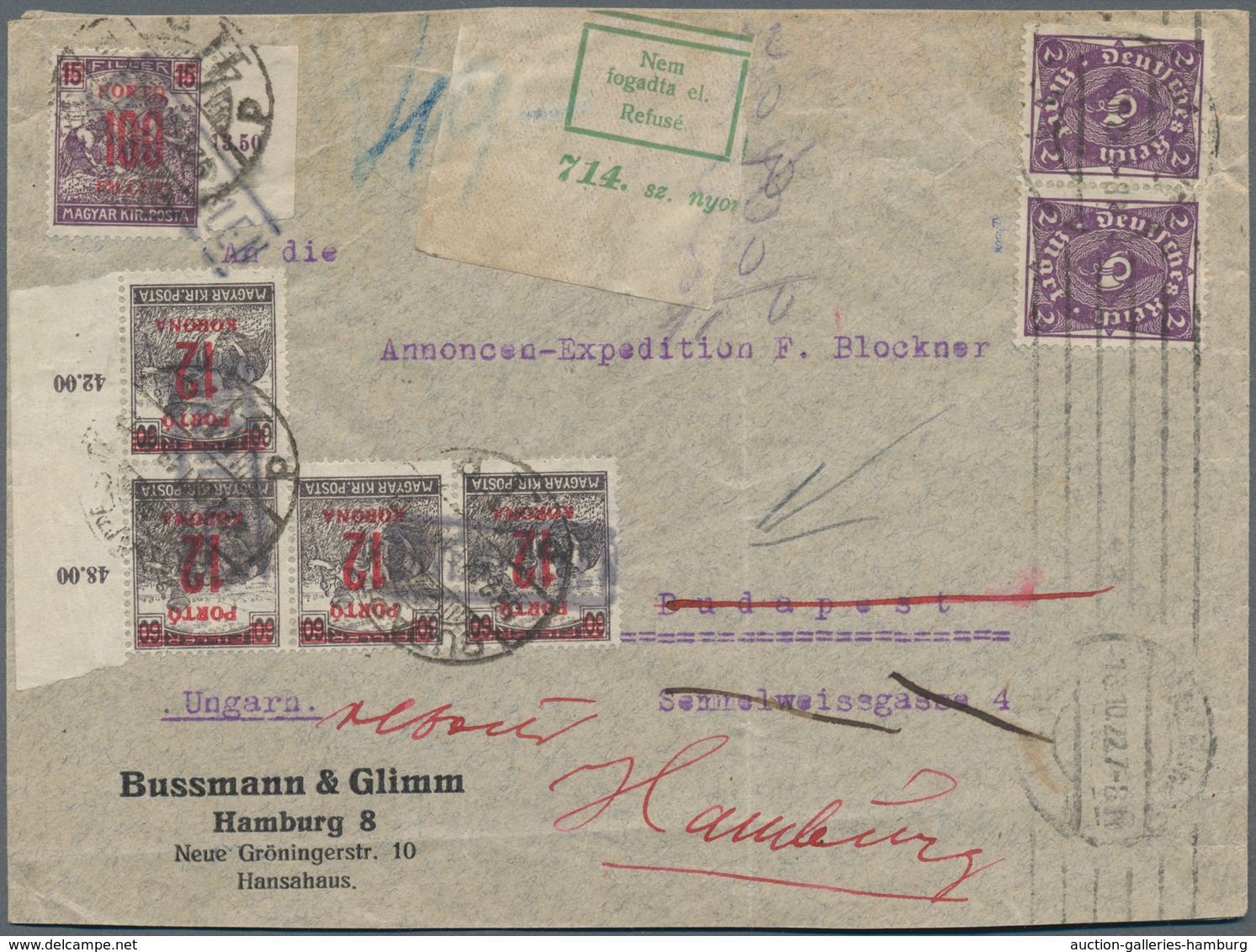 Europa: 1921/1946, 12 Covers And Cards With Postage Due Stamps Or Markings From Hungary, Switzerland - Altri - Europa