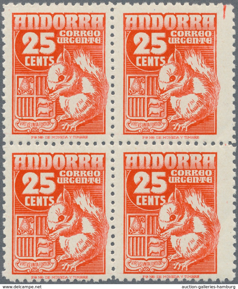 Andorra - Spanische Post: 1949, Express Stamp 25c. Red ‚Grey Squirrel‘ In A Lot With About 450 Stamp - Sonstige & Ohne Zuordnung