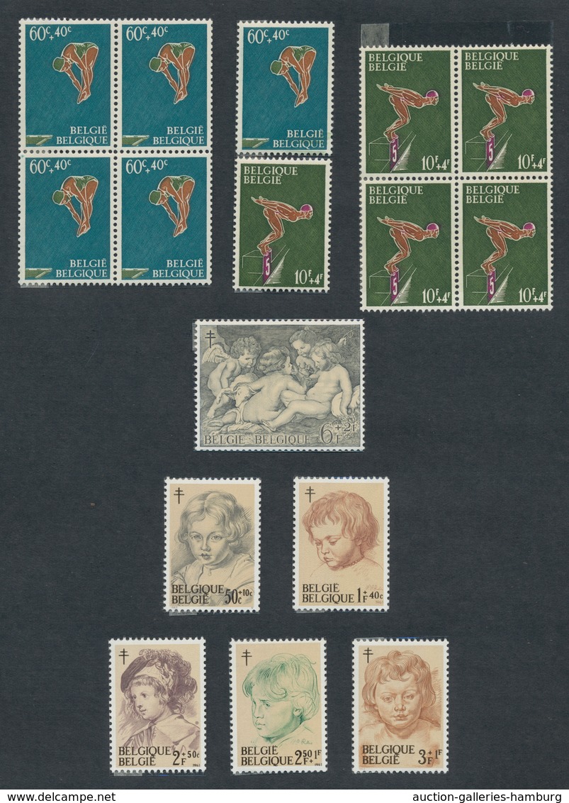 Belgien: 1957/1986 (ca.), Collection On Blanc Pages MNH, Many Sets Additionally In Pairs Or Blocks O - Lettres & Documents