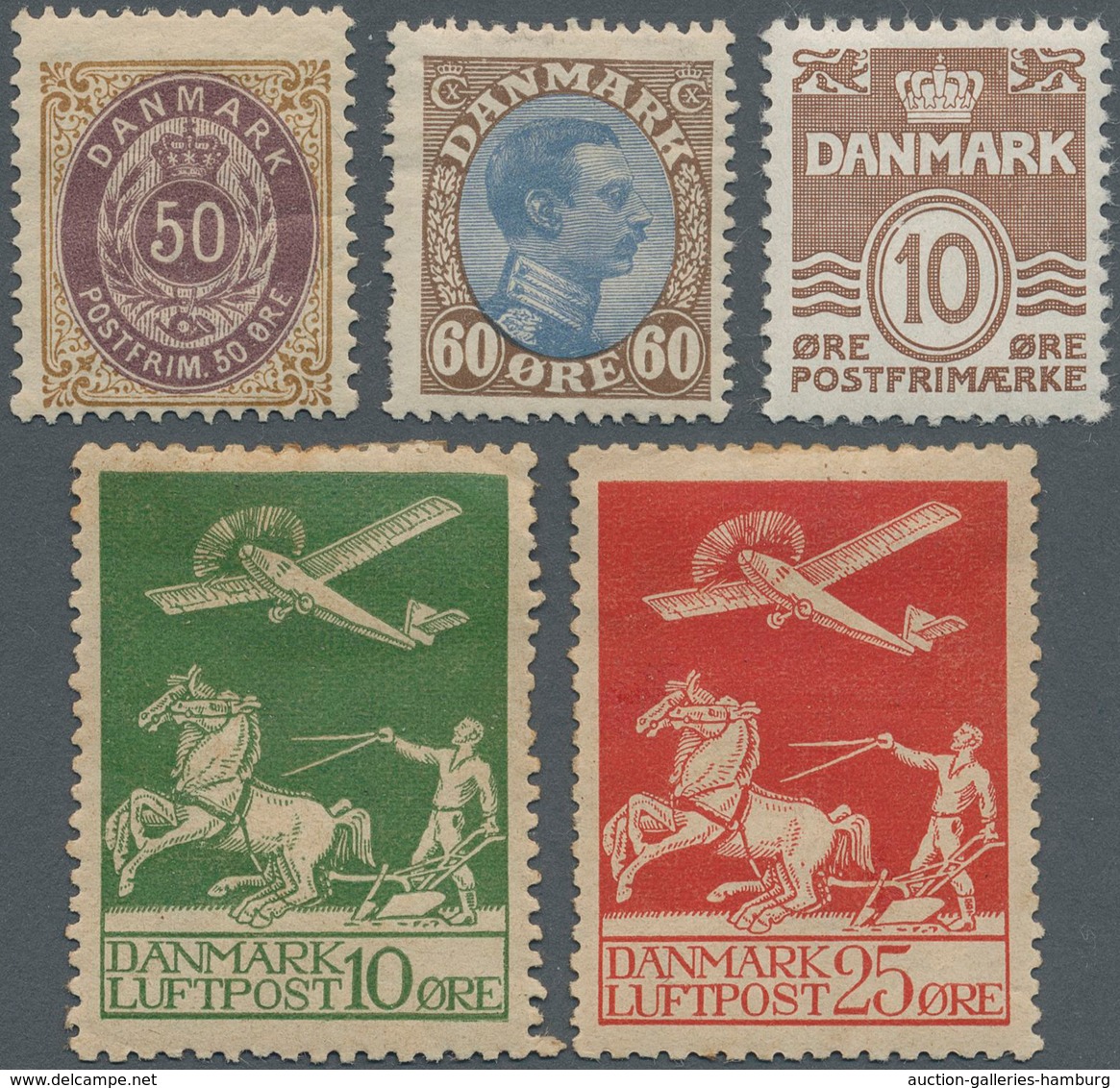 Dänemark: 1895-1937, Group Of 32 Mint Stamps Including Several Good Items Like 1895 50 øre Lilac & B - Cartas & Documentos