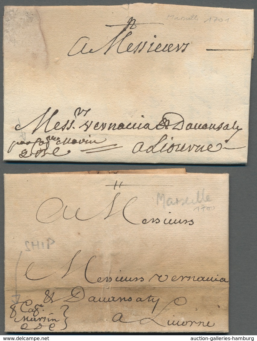 Frankreich - Vorphilatelie: 1696-1860, interessante Sammlung von etwa 110 Vorphilabriefen in einem A