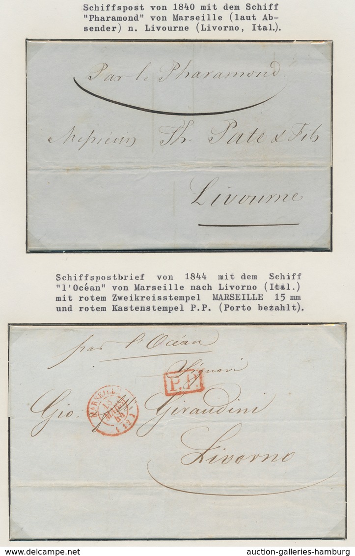 Frankreich - Vorphilatelie: 1696-1860, interessante Sammlung von etwa 110 Vorphilabriefen in einem A