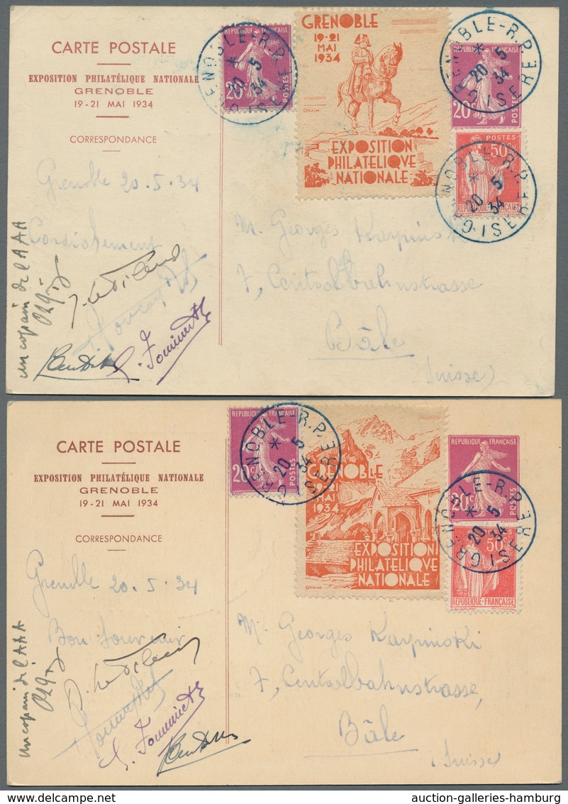 Frankreich: 1925-1947, Partie Von 28 Belegen Mit Stempeln Von Verschiedenen Briefmarkenausstellungen - Otros & Sin Clasificación