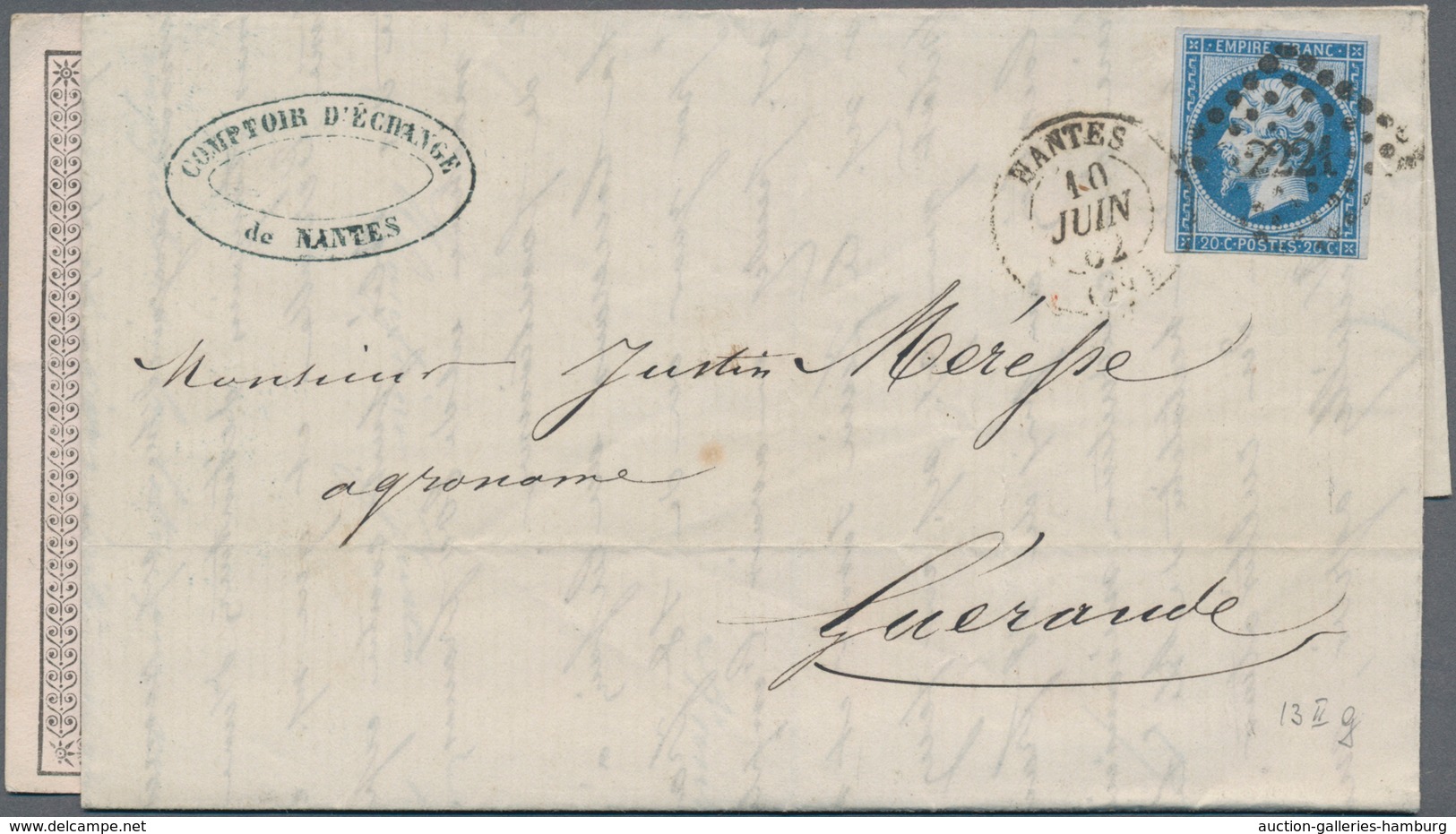 Frankreich: 1853 - 1877, Small Lot Of 10 Letters, Besides MiNr. 13 II G And Five Times 13 II A Etc. - Autres & Non Classés