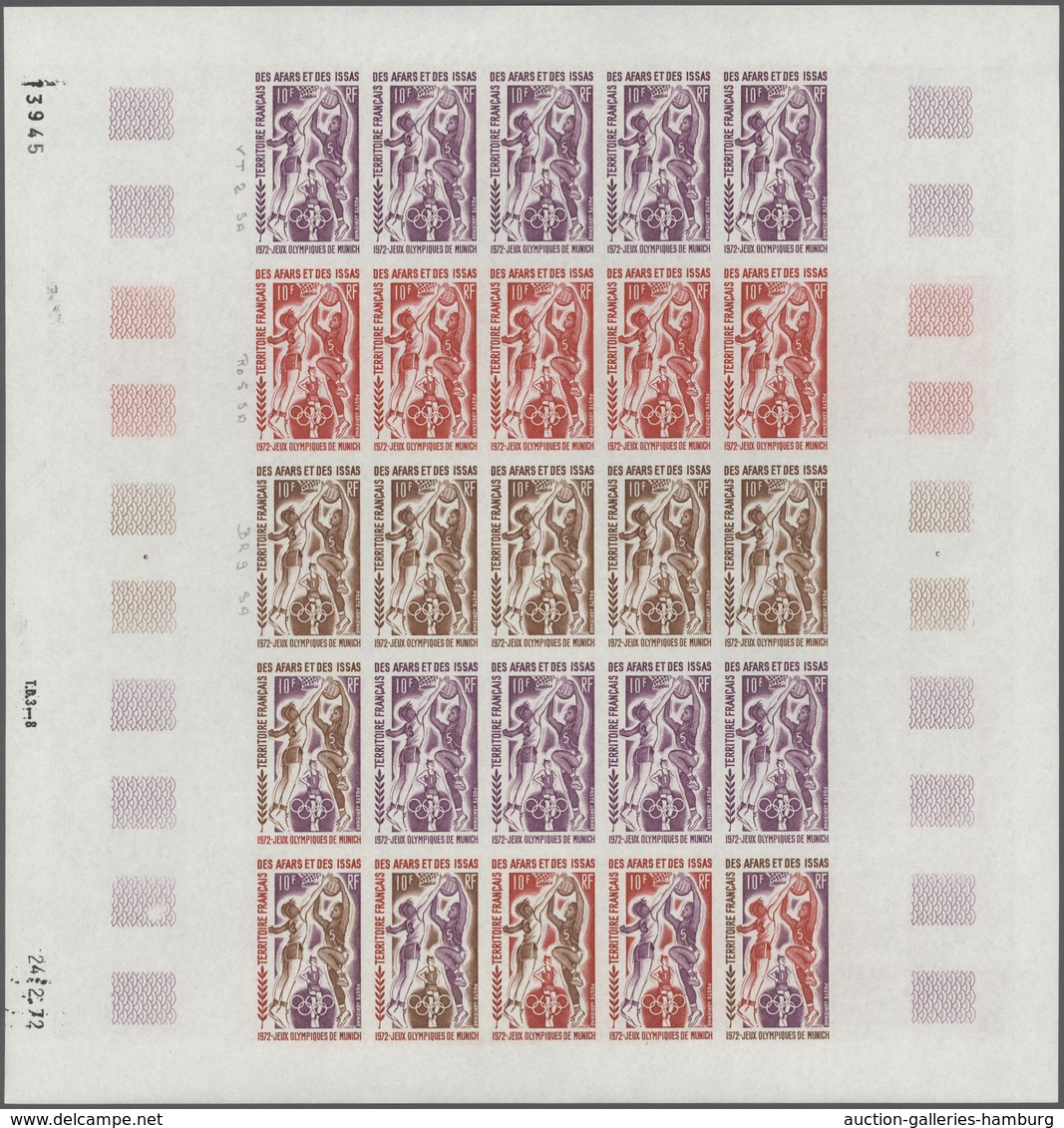 Frankreich: 1961/1979, France And Area, IMPERFORATE COLOUR PROOFS, MNH Assortment Of 33 Complete She - Otros & Sin Clasificación