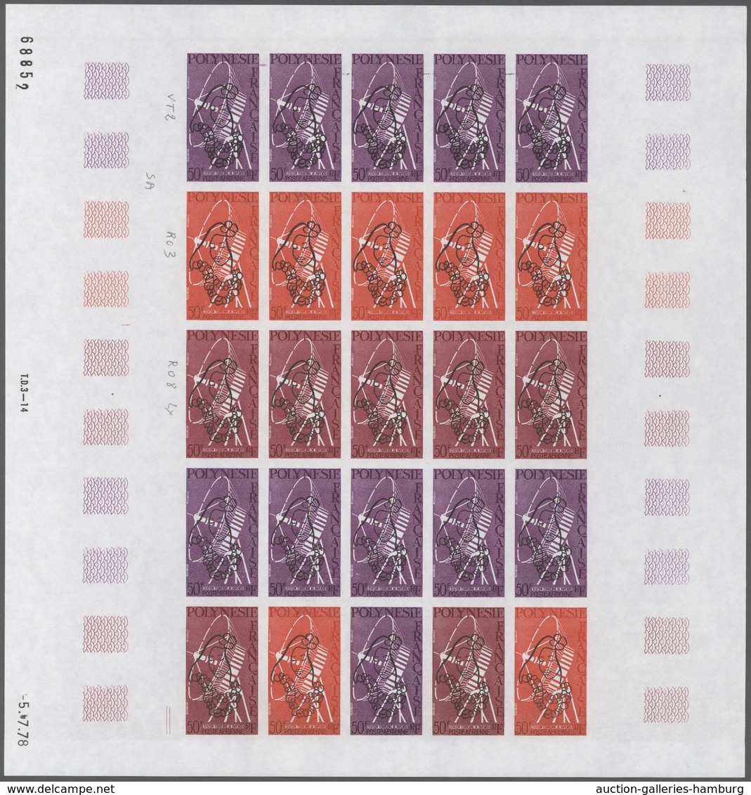 Frankreich: 1961/1979, France and area, IMPERFORATE COLOUR PROOFS, MNH assortment of 33 complete she