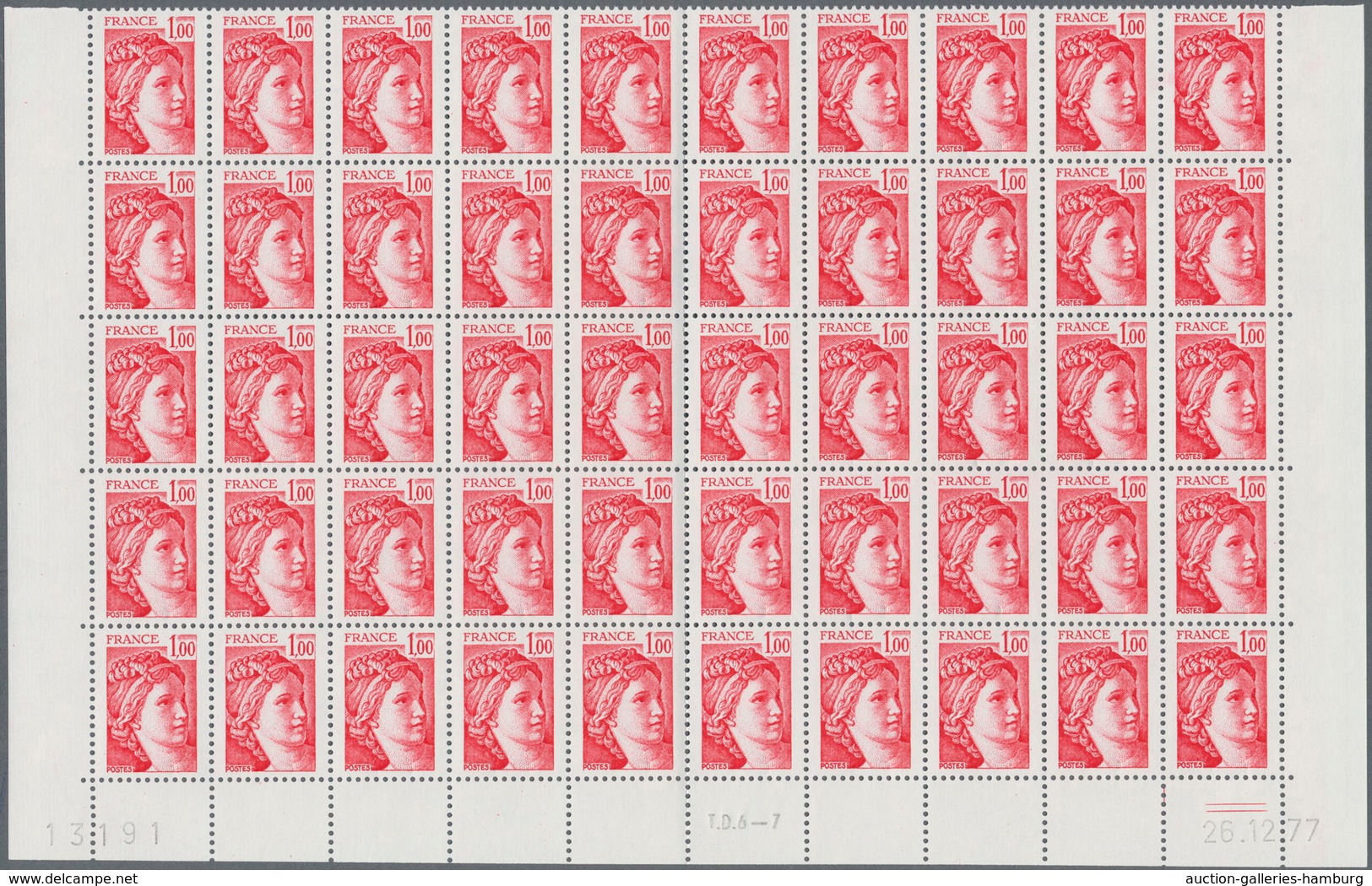 Frankreich: 1977, Definitives "Sabine De Gandon", MISSING PHOSPHOR (BRILLIANT GUM), 0.80fr. Bright G - Andere & Zonder Classificatie