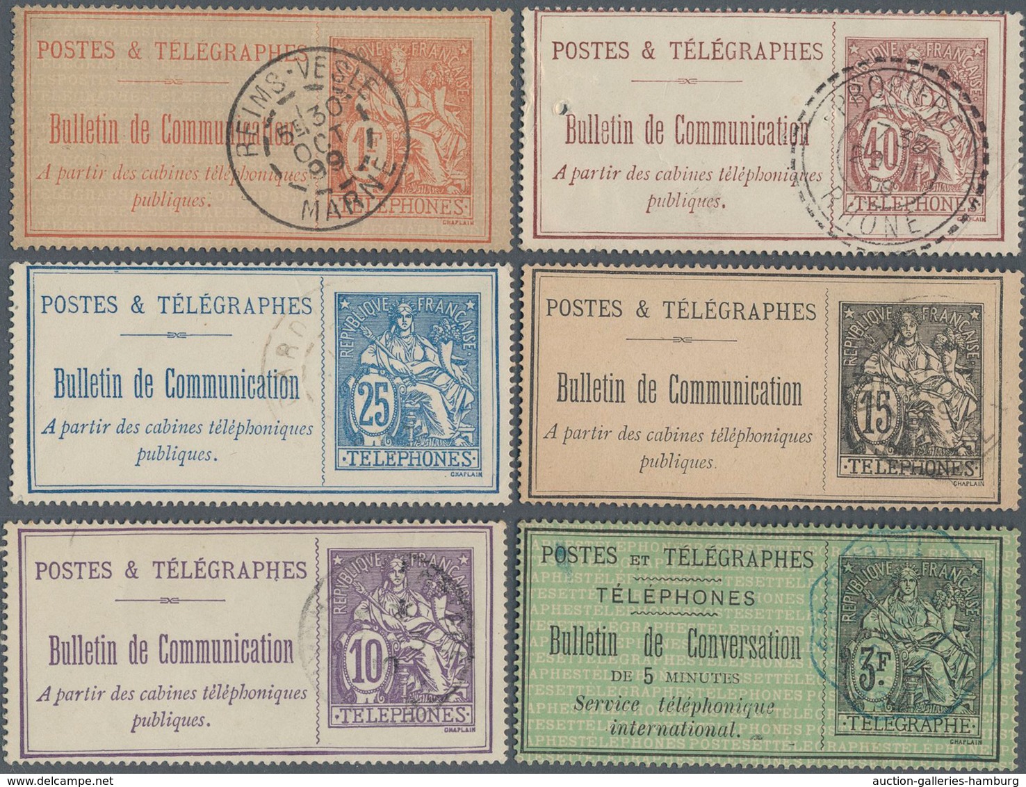 Frankreich - Ganzsachen: 1885/1909, Lot Of Twelve Different Used Telephone Billets, Sight Postal Wea - Other & Unclassified