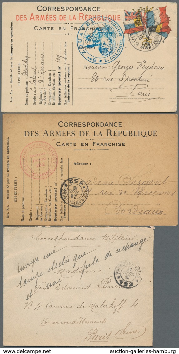Frankreich - Militärpost / Feldpost: 1914-1922, Bestand von 77 Feldpostbelegen mit "Tresor et Postes