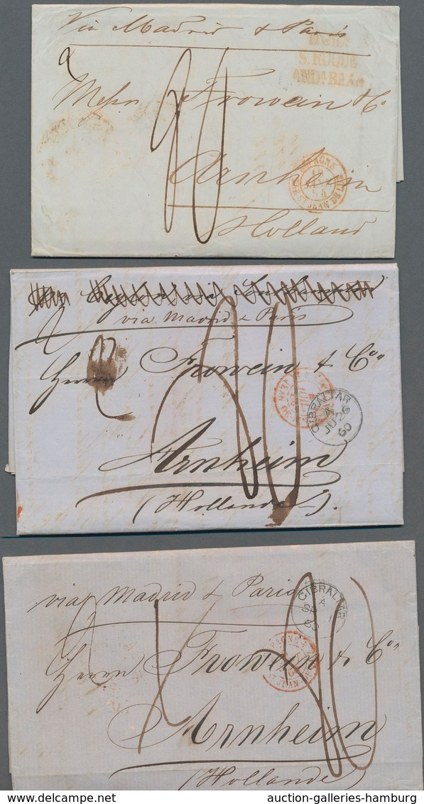 Gibraltar - Vorphilatelie: 1854/1860, Lot Of Seven Letters To The Netherlands, Showing Various Postm - Gibraltar