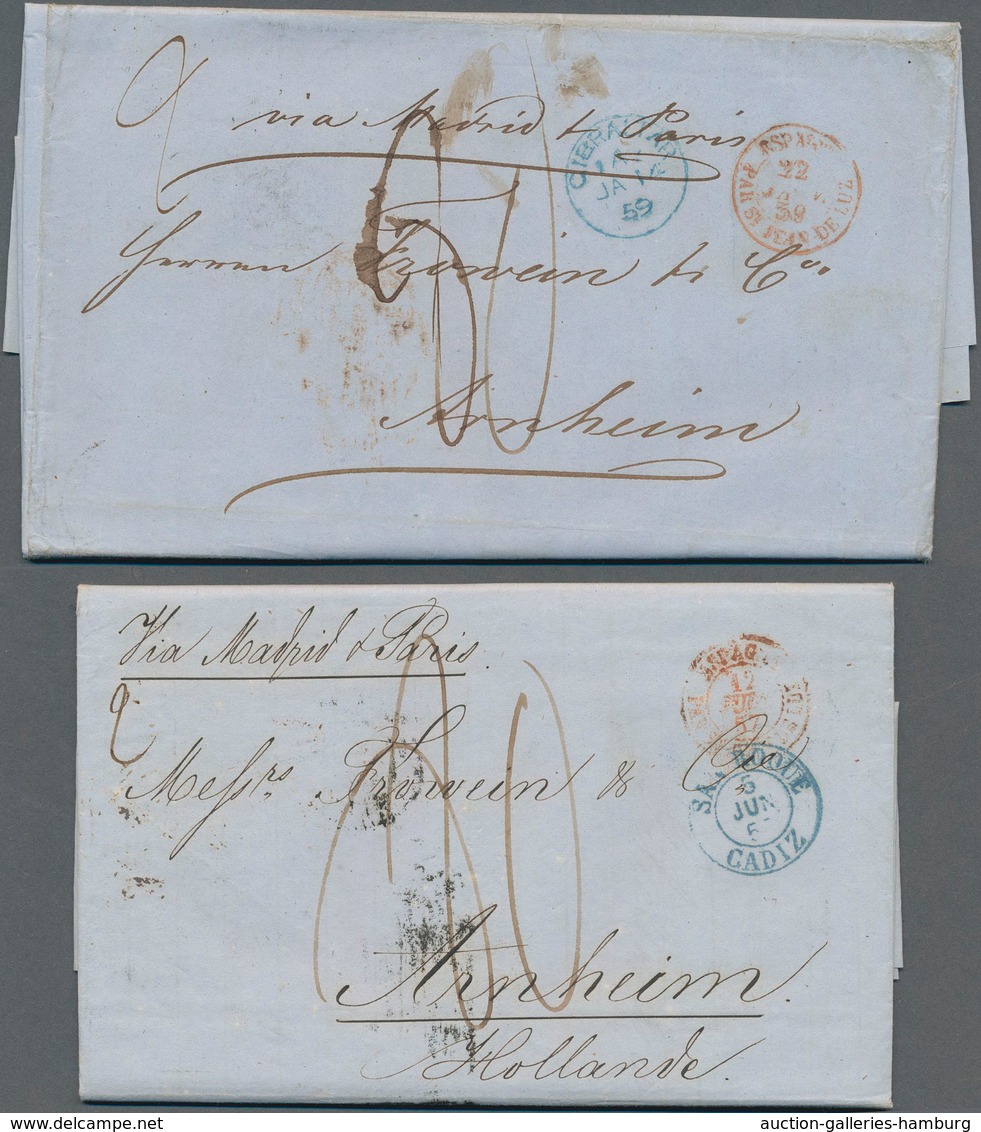 Gibraltar - Vorphilatelie: 1854/1860, Lot Of Seven Letters To The Netherlands, Showing Various Postm - Gibraltar