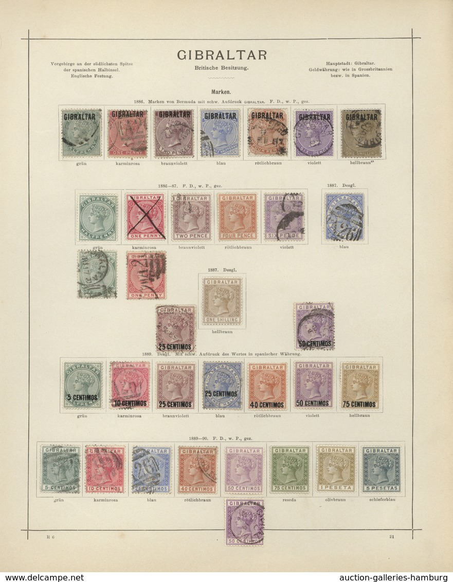 Gibraltar: 1886-1890, Schöne Komplette Sammlung Mit 34 Marken Ungebraucht Oder Gestempelt, Dabei Die - Gibraltar