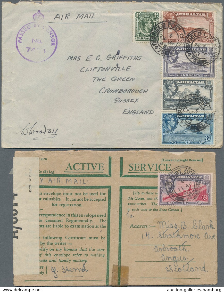 Gibraltar: 1850/1950 (ca.), Lot Of 28 Covers/cards/stationeries, E.g. Censored Mail And Field Post ( - Gibraltar