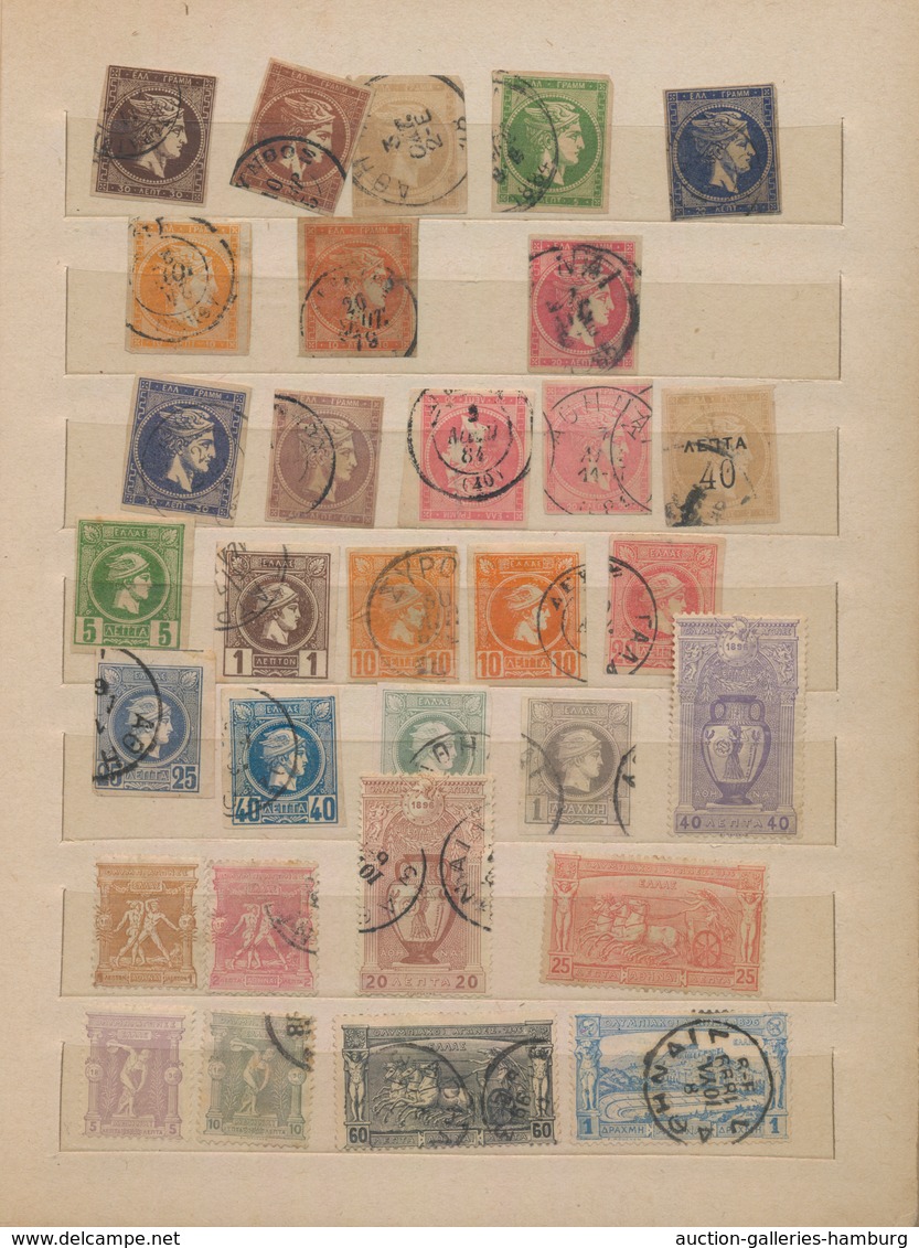 Griechenland: 1860 - 1970 (ca). Album 545 (ca) Stamps From Old To Modern, With Duplicates. Also One - Lettres & Documents