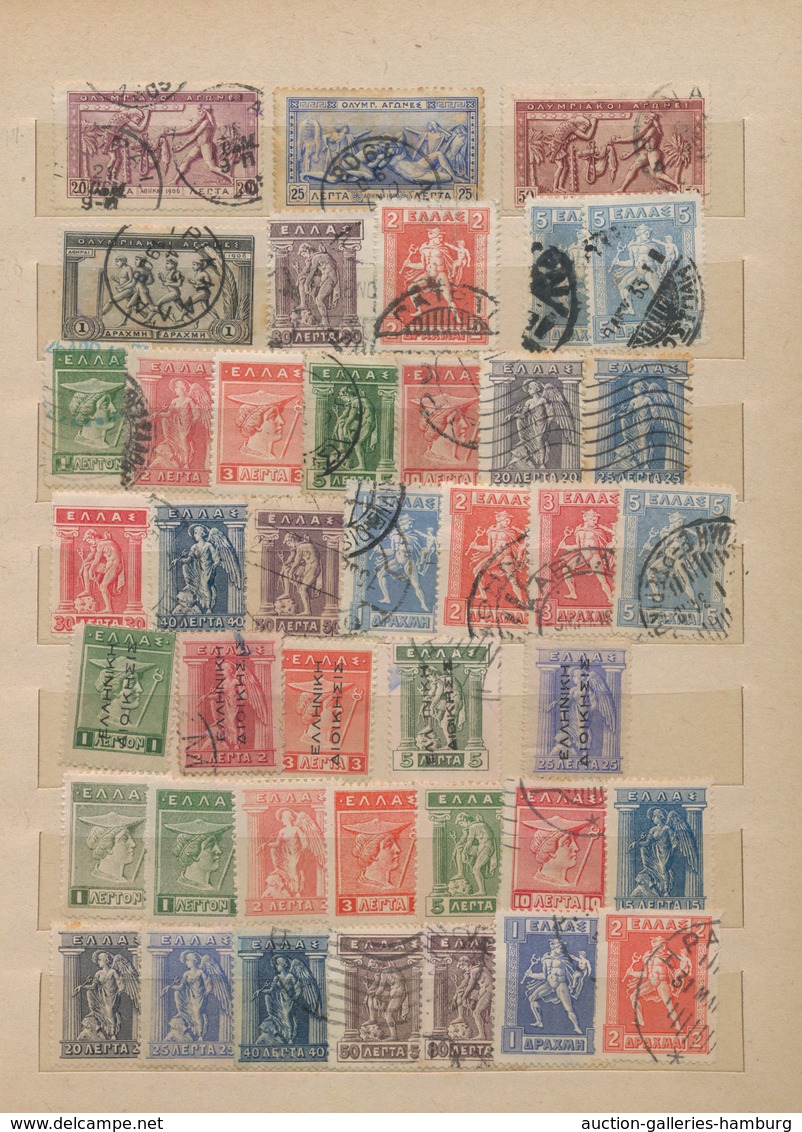 Griechenland: 1860 - 1970 (ca). Album 545 (ca) stamps from old to modern, with duplicates. Also one